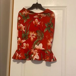 Floral Stretch Skirt with Flared Edge